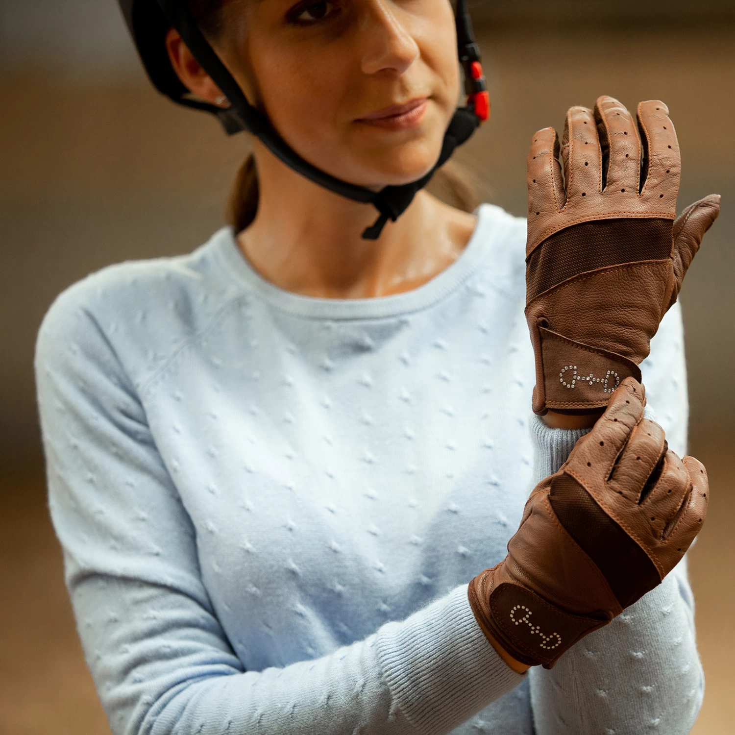 Horze Women's Leather Mesh Riding Gloves