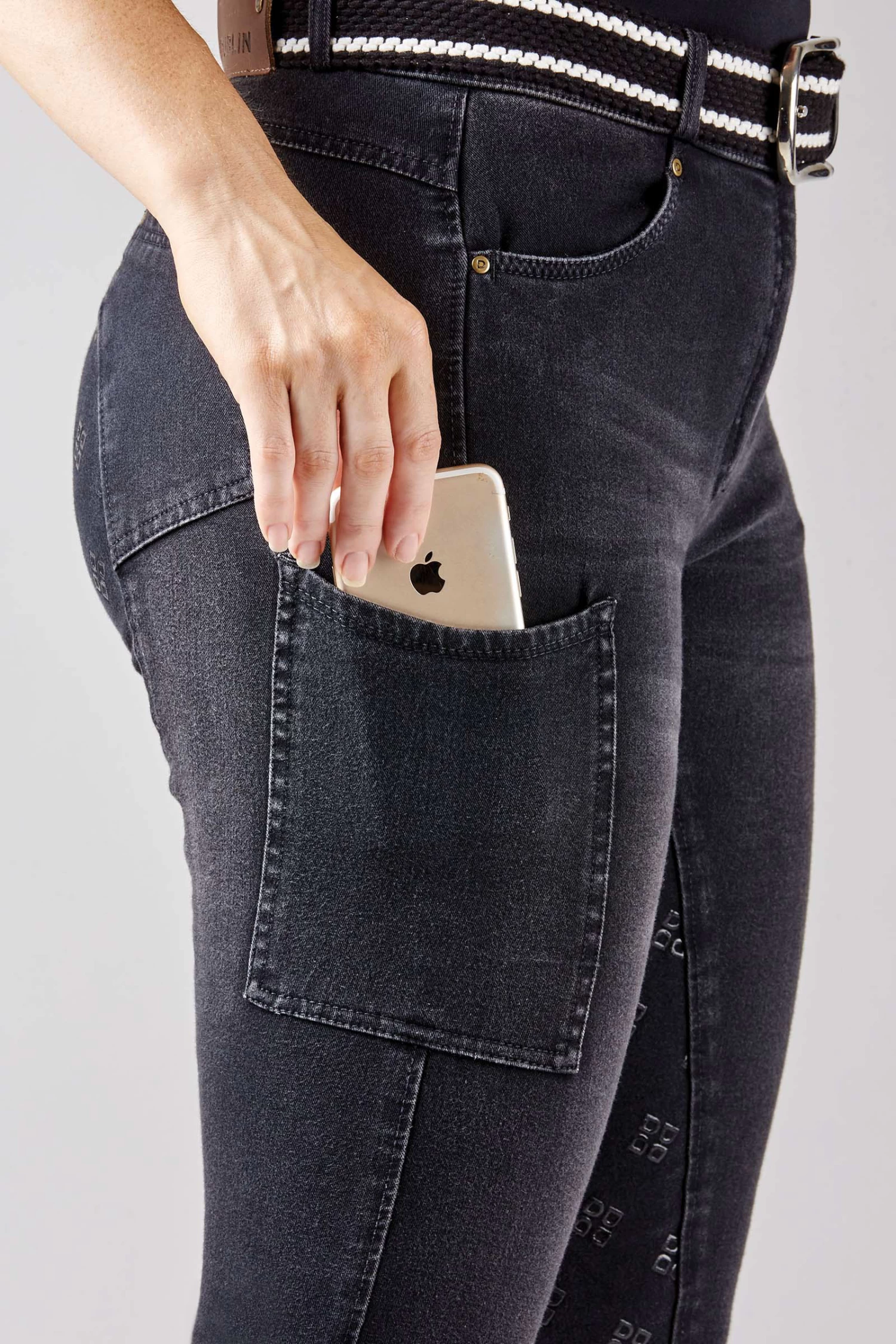 Dublin Shona Women's Full Grip Silicone Print Denim Breeches