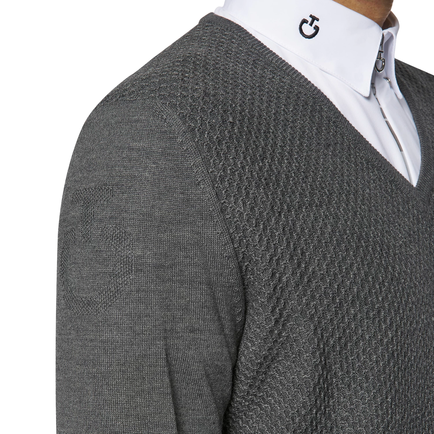 Cavalleria Toscana Men's Wool Knit Honeycomb V-Neck Sweater