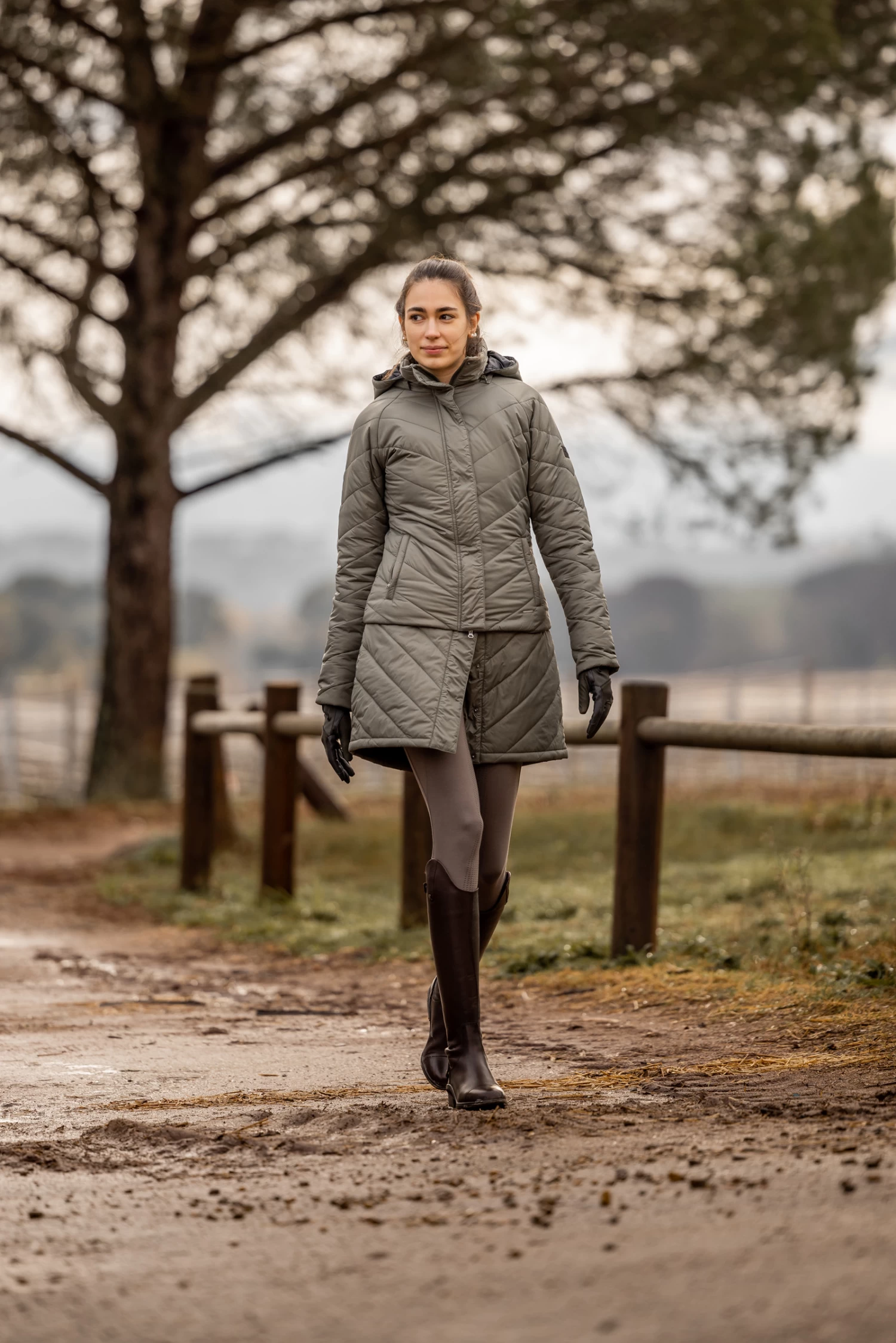 Horze Aurora Padded Parka Riding Riding Jacket with Removable Skirt