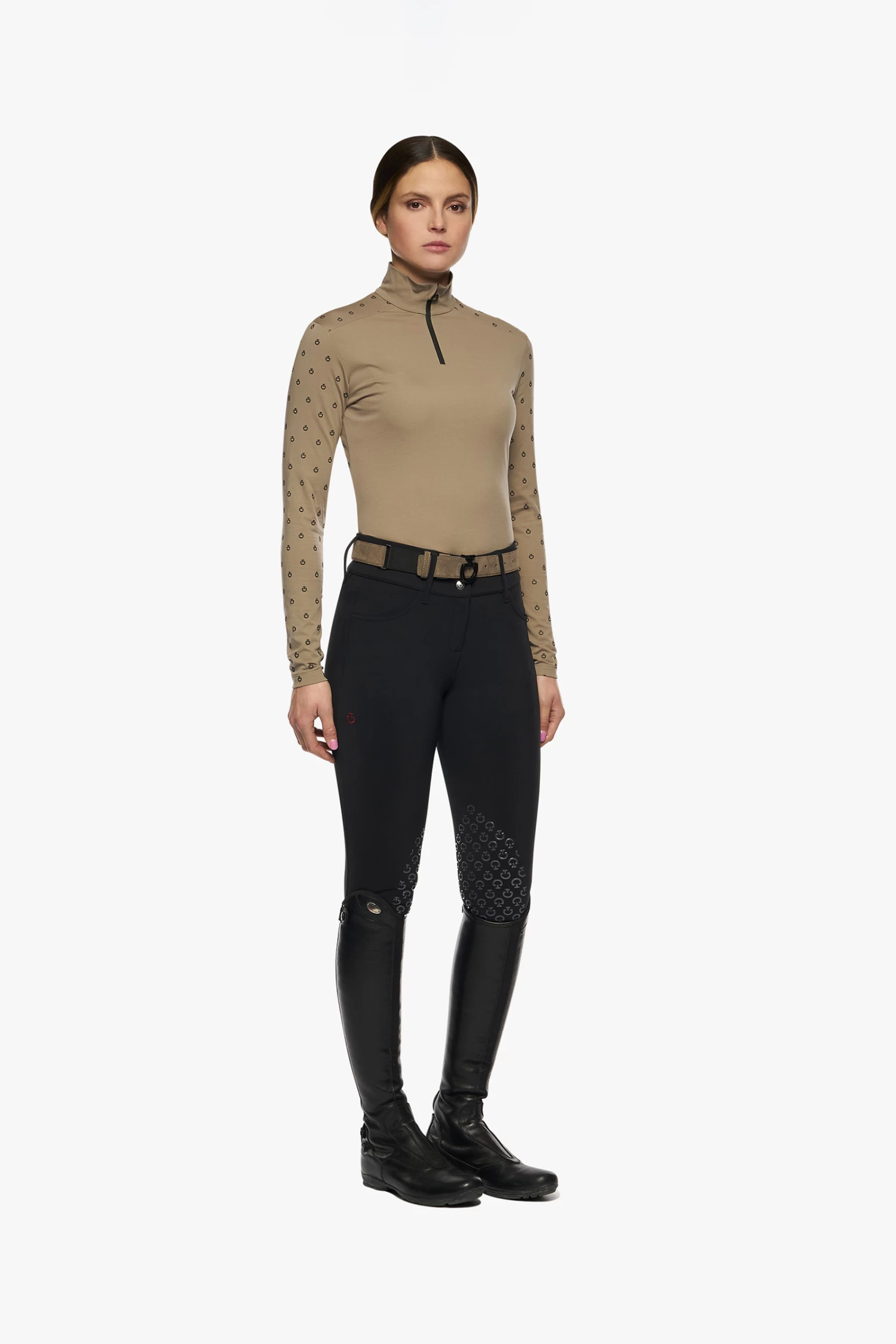 Cavalleria Toscana Mini CT Flock Print Women's Tech Wool Half Zip Turtleneck