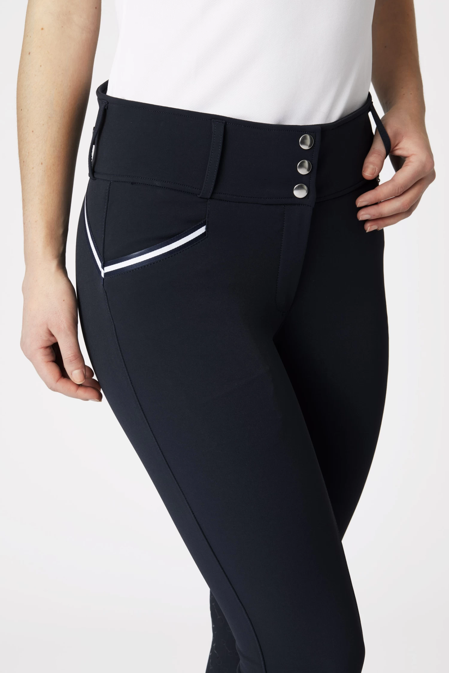 Horze Della High Waist Silicone Full Seat Breeches with Piping for Woman