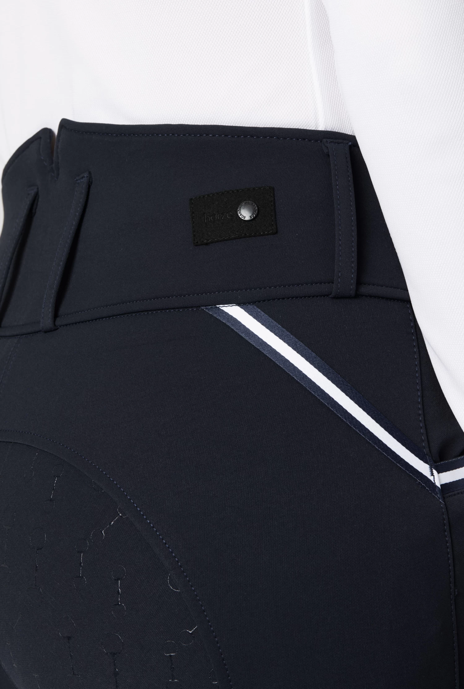 Horze Della High Waist Silicone Full Seat Breeches with Piping for Woman