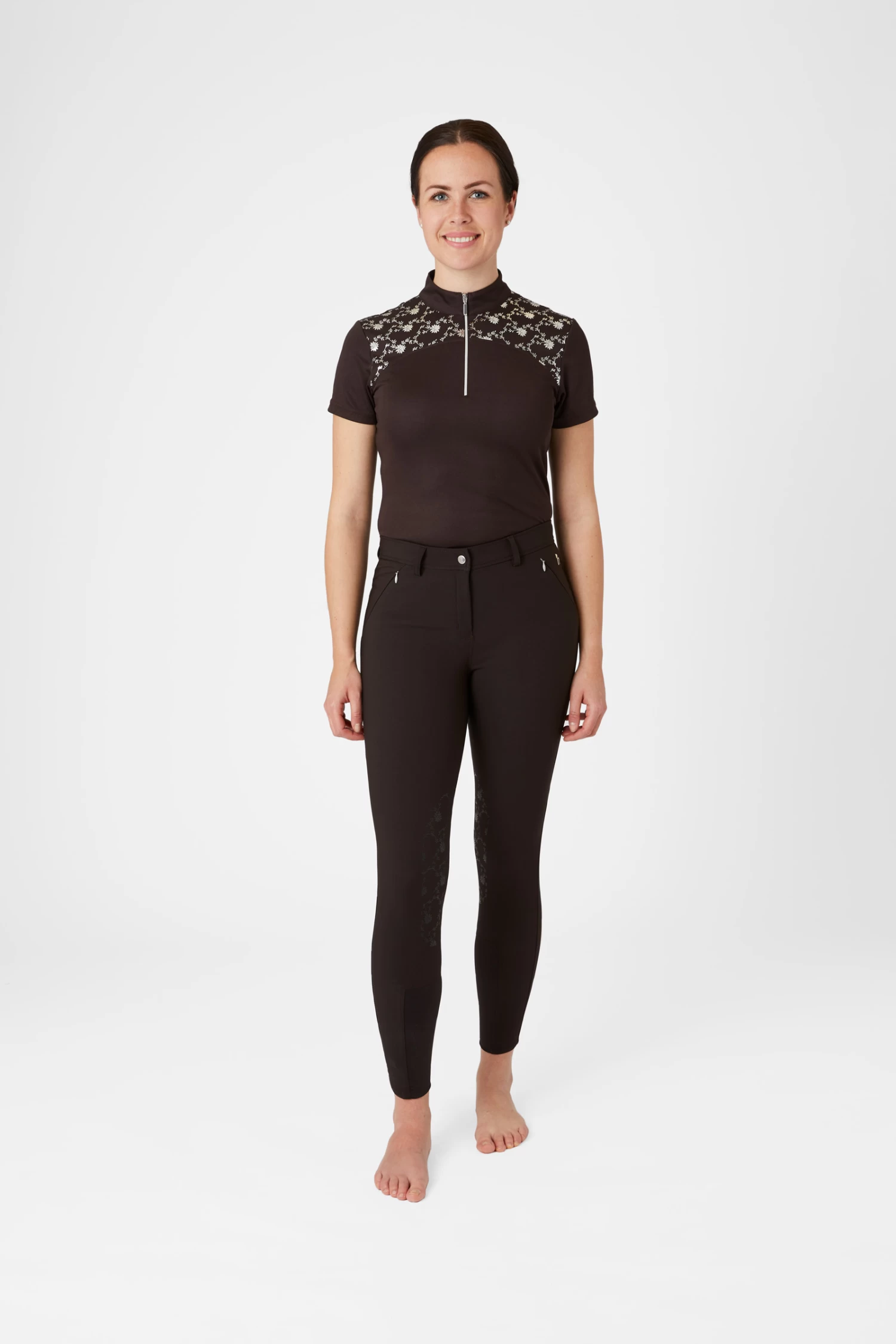 Horze Kaitlin Women's Knee Patch Breeches with Flower Detail