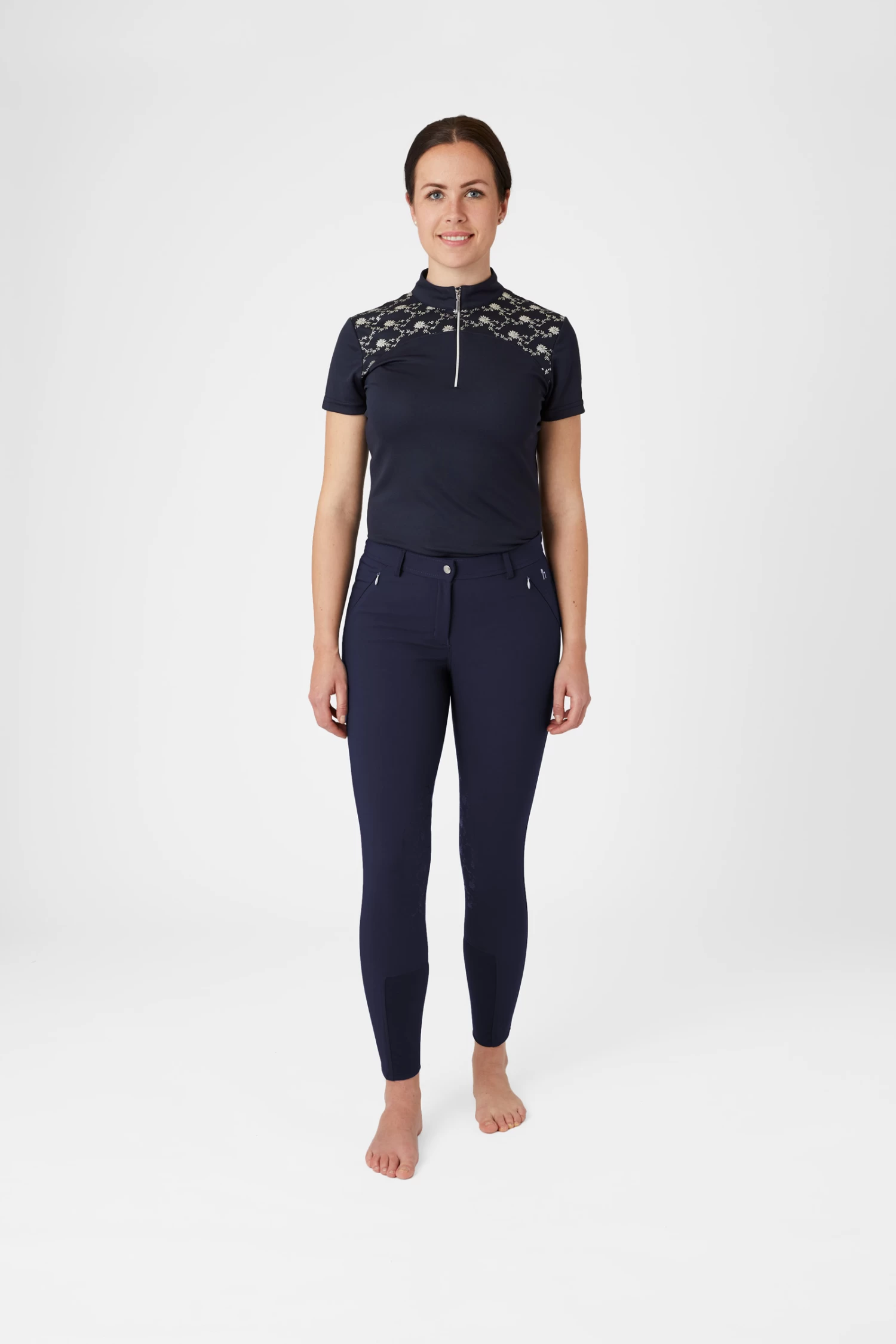 Horze Kaitlin Women's Knee Patch Breeches with Flower Detail