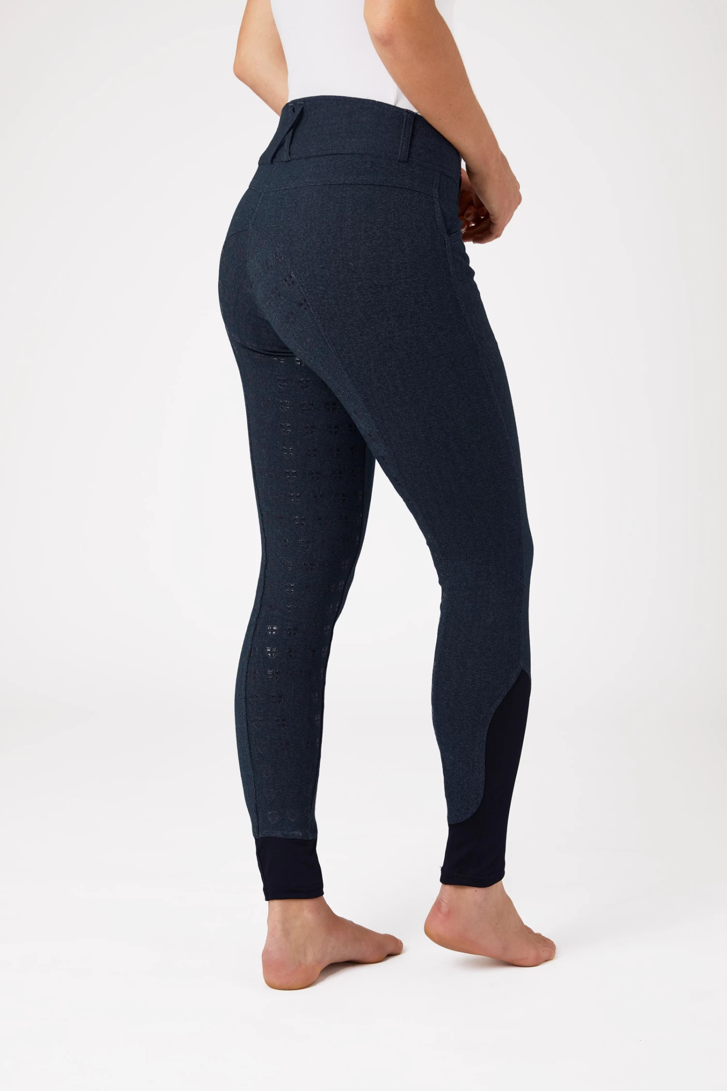 Horze Women's Denim Breeches with High Waist and Silicone Full Seat