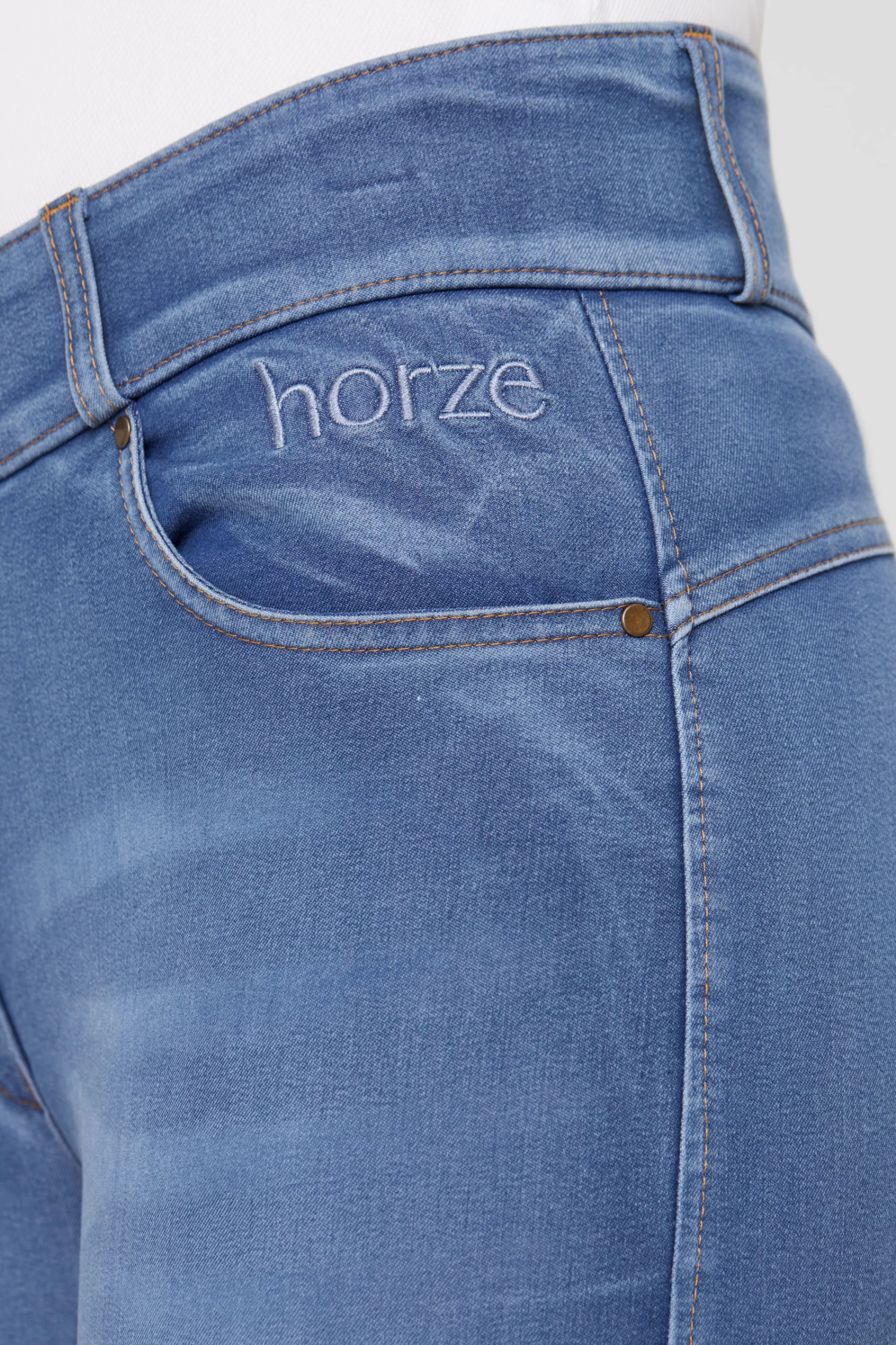 Horze Women's Leather & Silicone Full Seat Denim Breeches