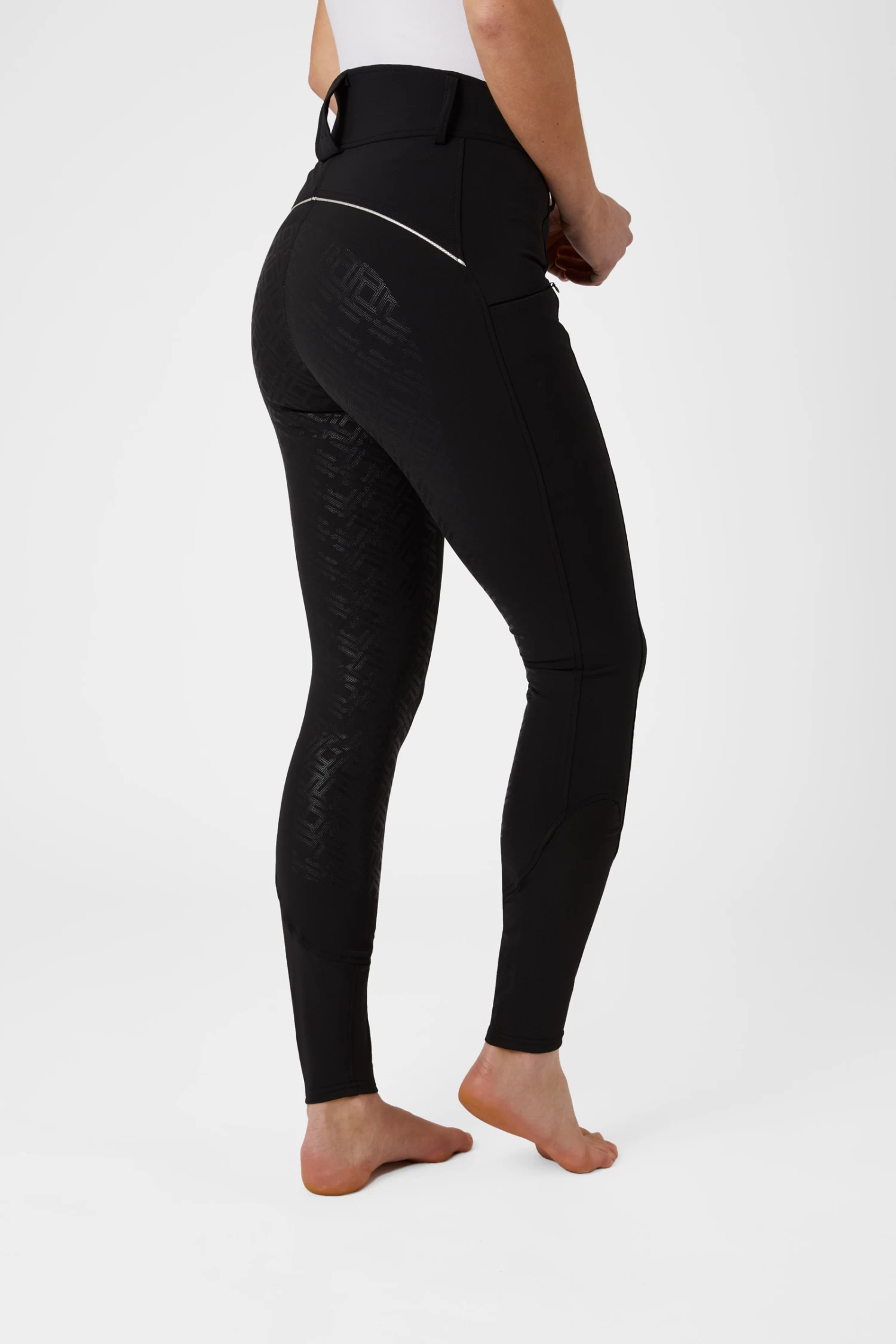 Horze Women's High Waist Silicone Full Seat Breeches with Contrast Piping