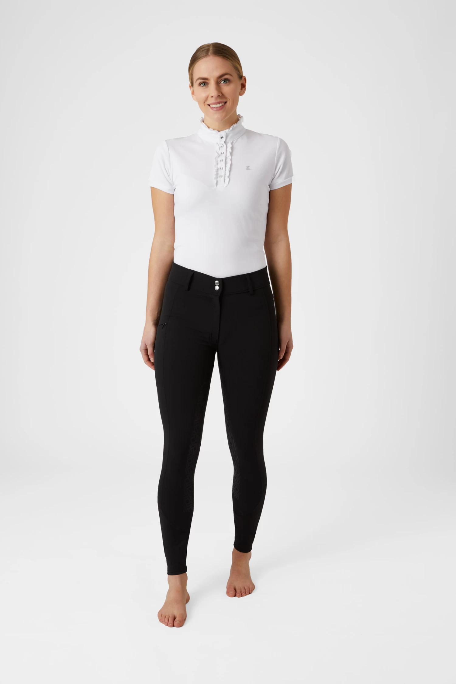 Horze Women's High Waist Silicone Full Seat Breeches with Contrast Piping