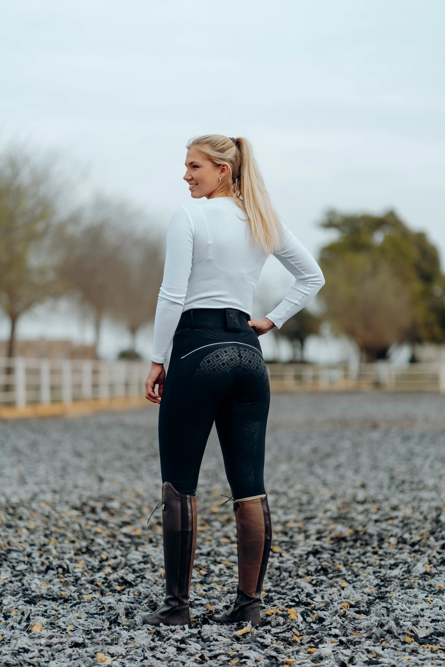 Horze Women's High Waist Silicone Full Seat Breeches with Contrast Piping