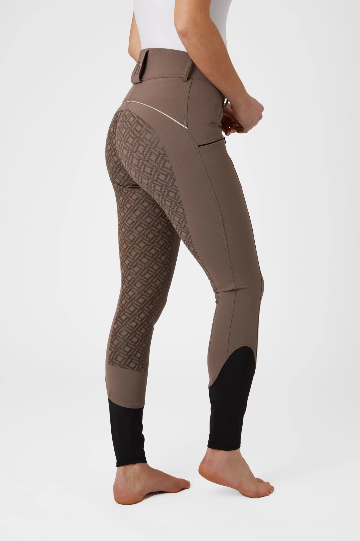 Horze Women's High Waist Silicone Full Seat Breeches with Contrast Piping