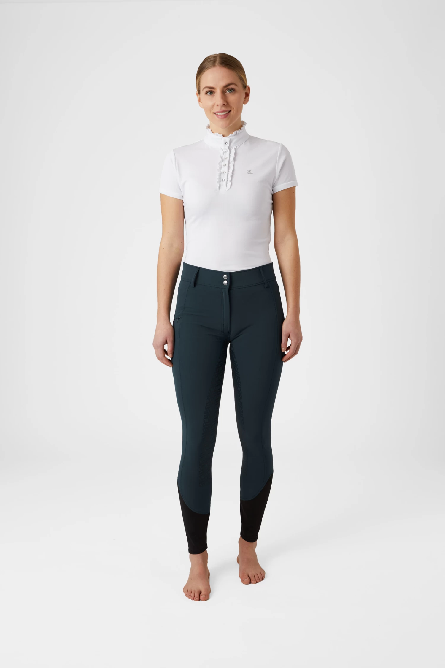 Horze Women's High Waist Silicone Full Seat Breeches with Contrast Piping