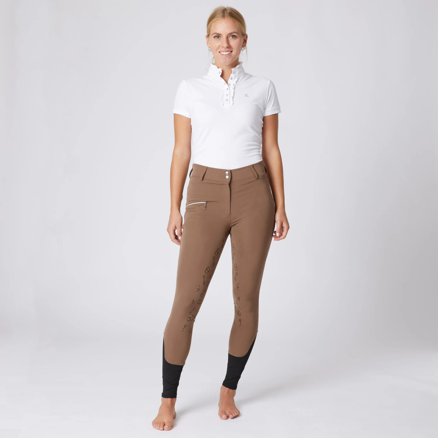 Women's High Waist Bit Print Silicone Full Seat Breeches