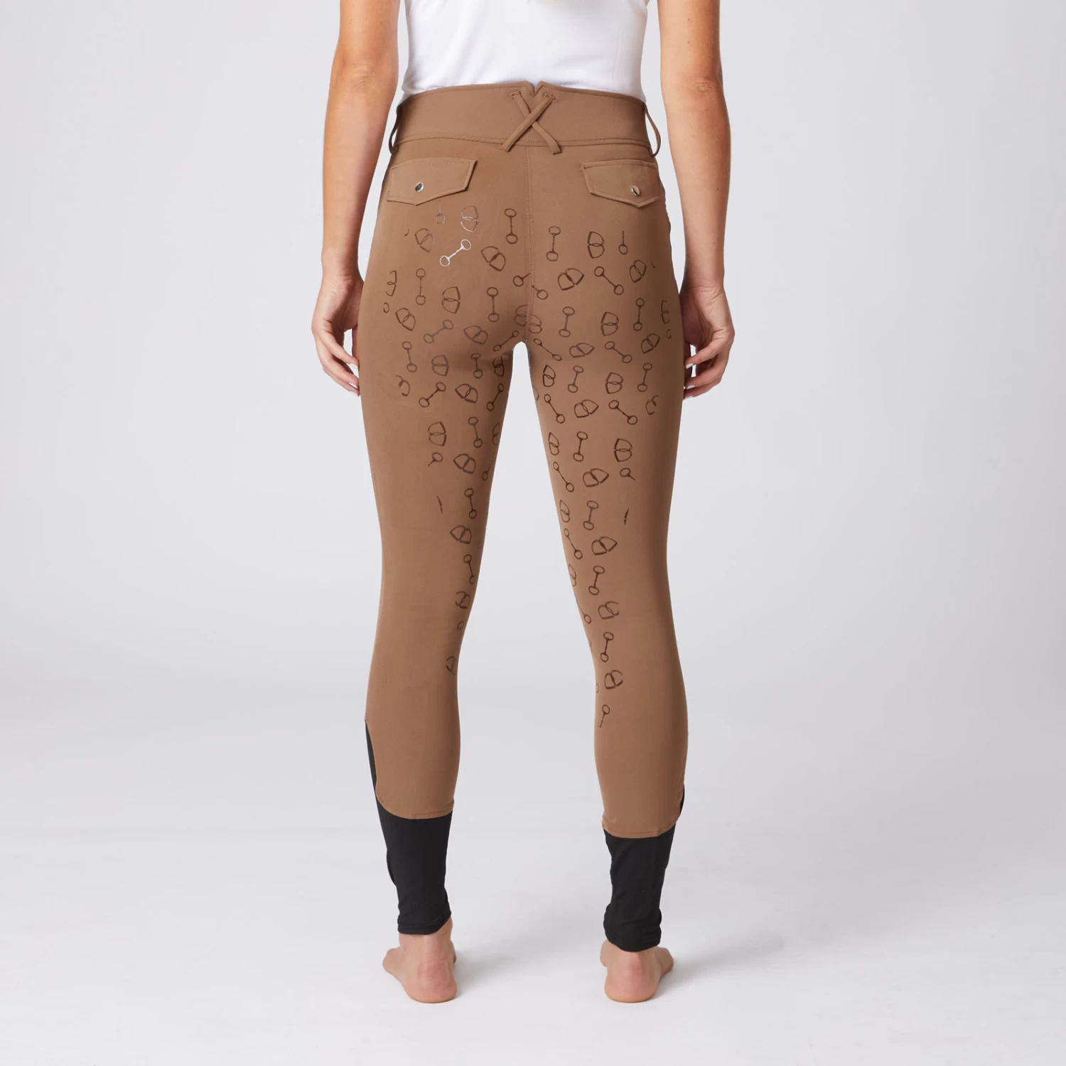 Women's High Waist Bit Print Silicone Full Seat Breeches