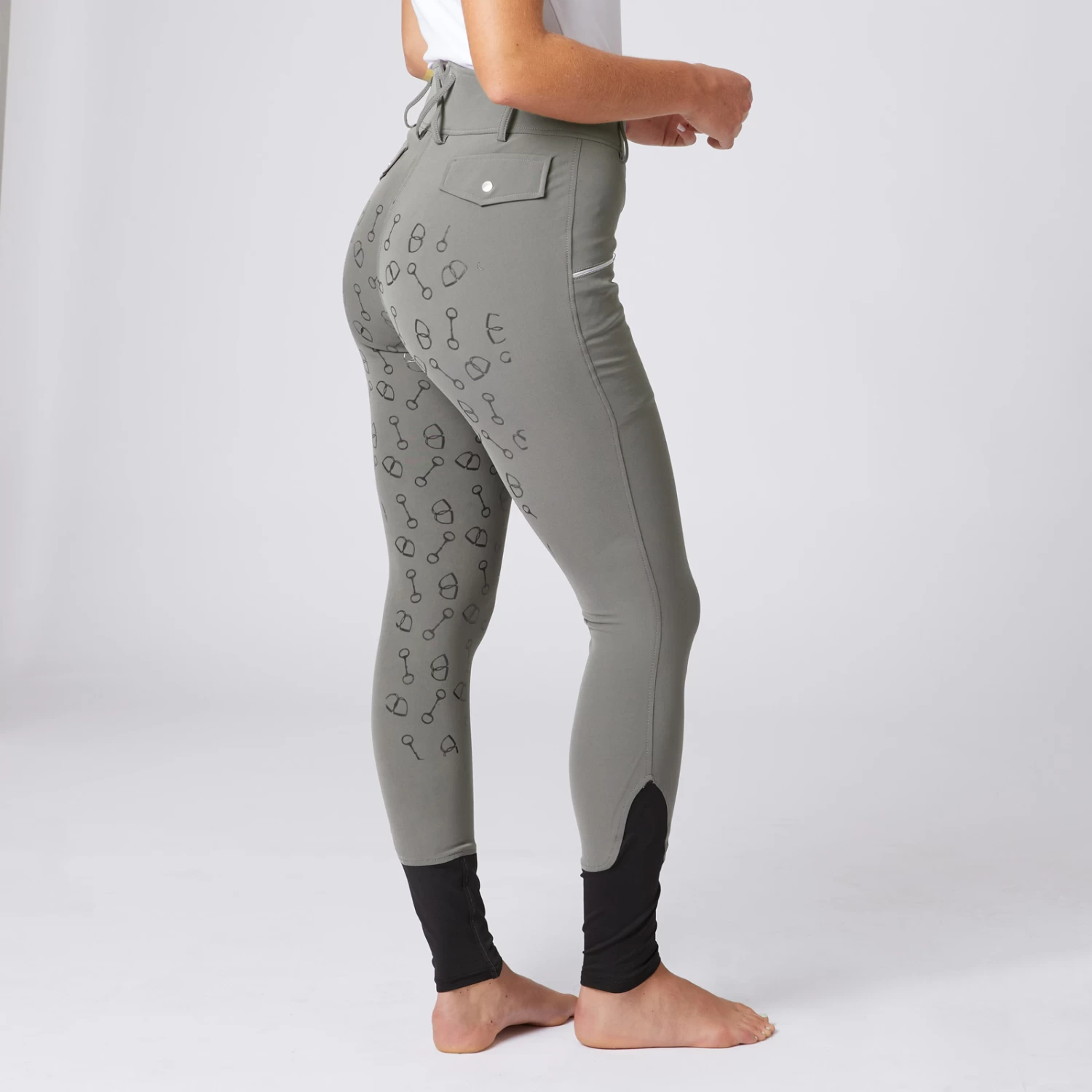 Women's High Waist Bit Print Silicone Full Seat Breeches