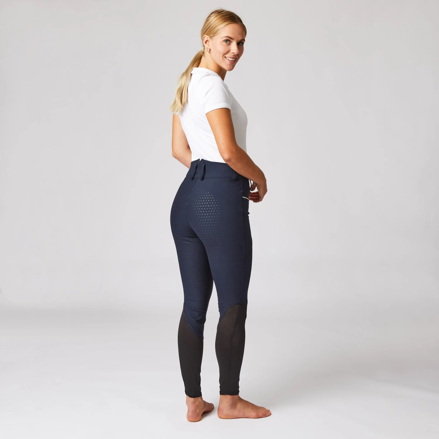 Women's High Waist Full Seat Breeches with Mesh
