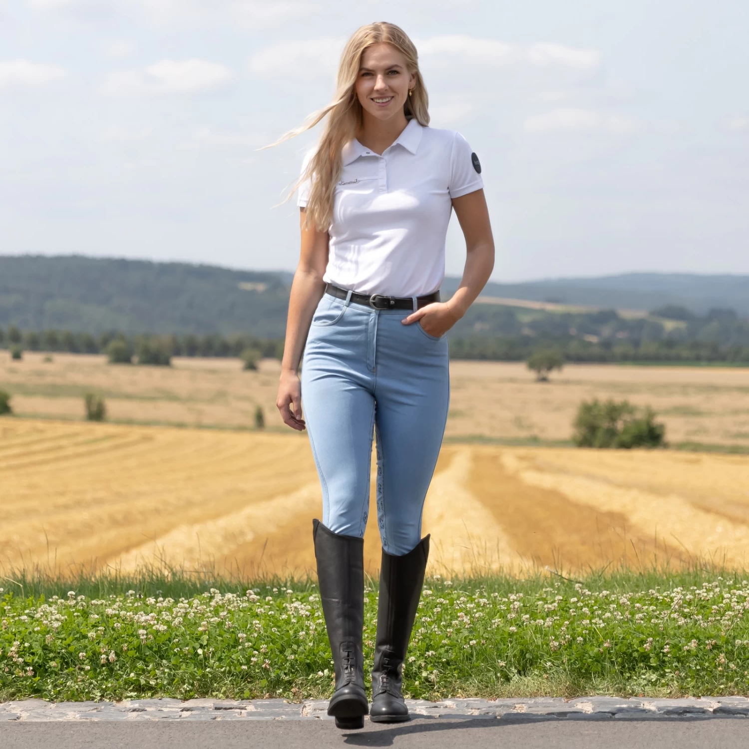 Women's Denim High Waist Full Seat Breeches